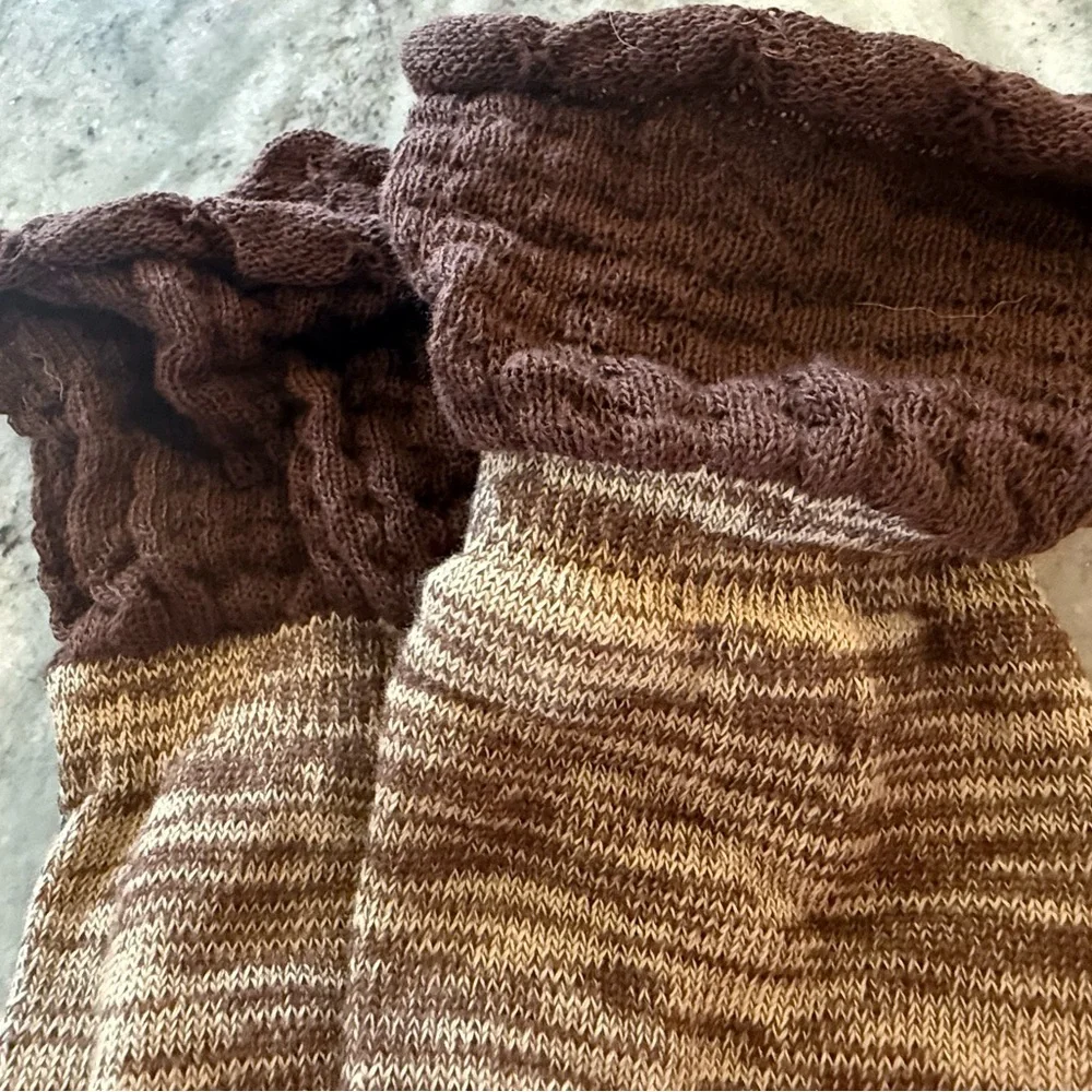 Steve Madden Tan and Dark Brown Marled Boot Socks with cuff Like New!